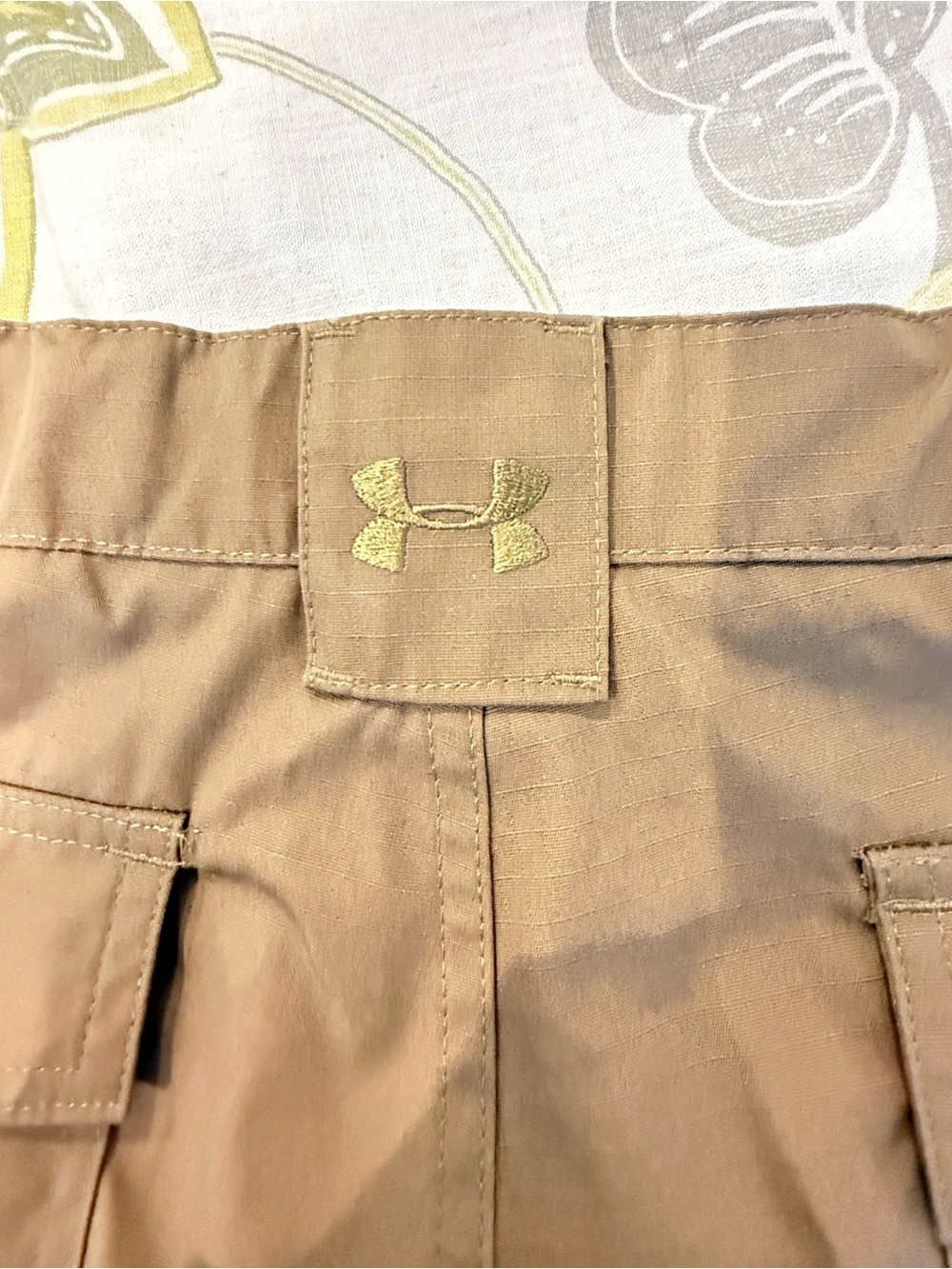 Under Armour Tan Cargo Shorts with Yellow Logo